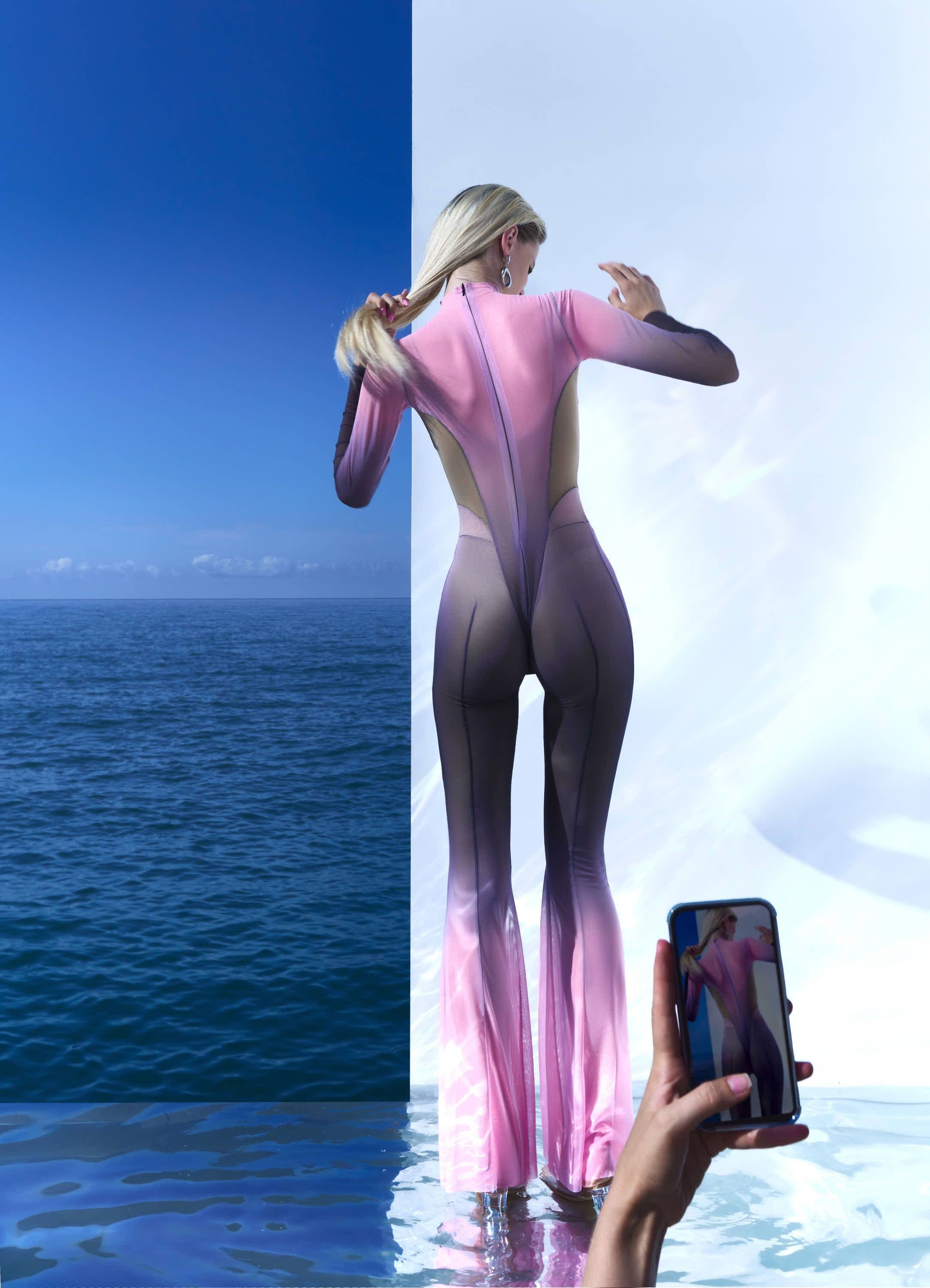 Gradient mesh jumpsuit