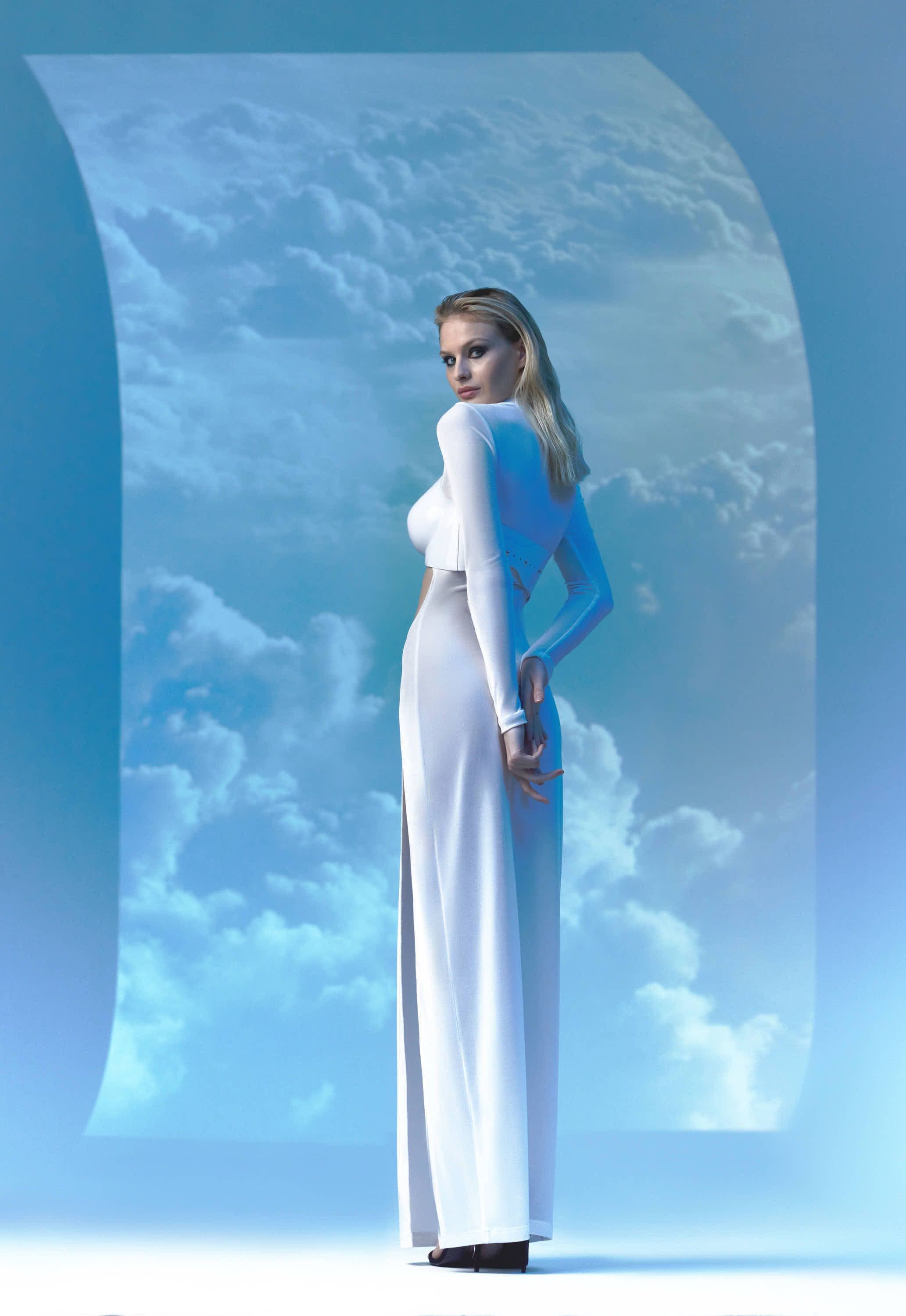 Dress with a plastic corset