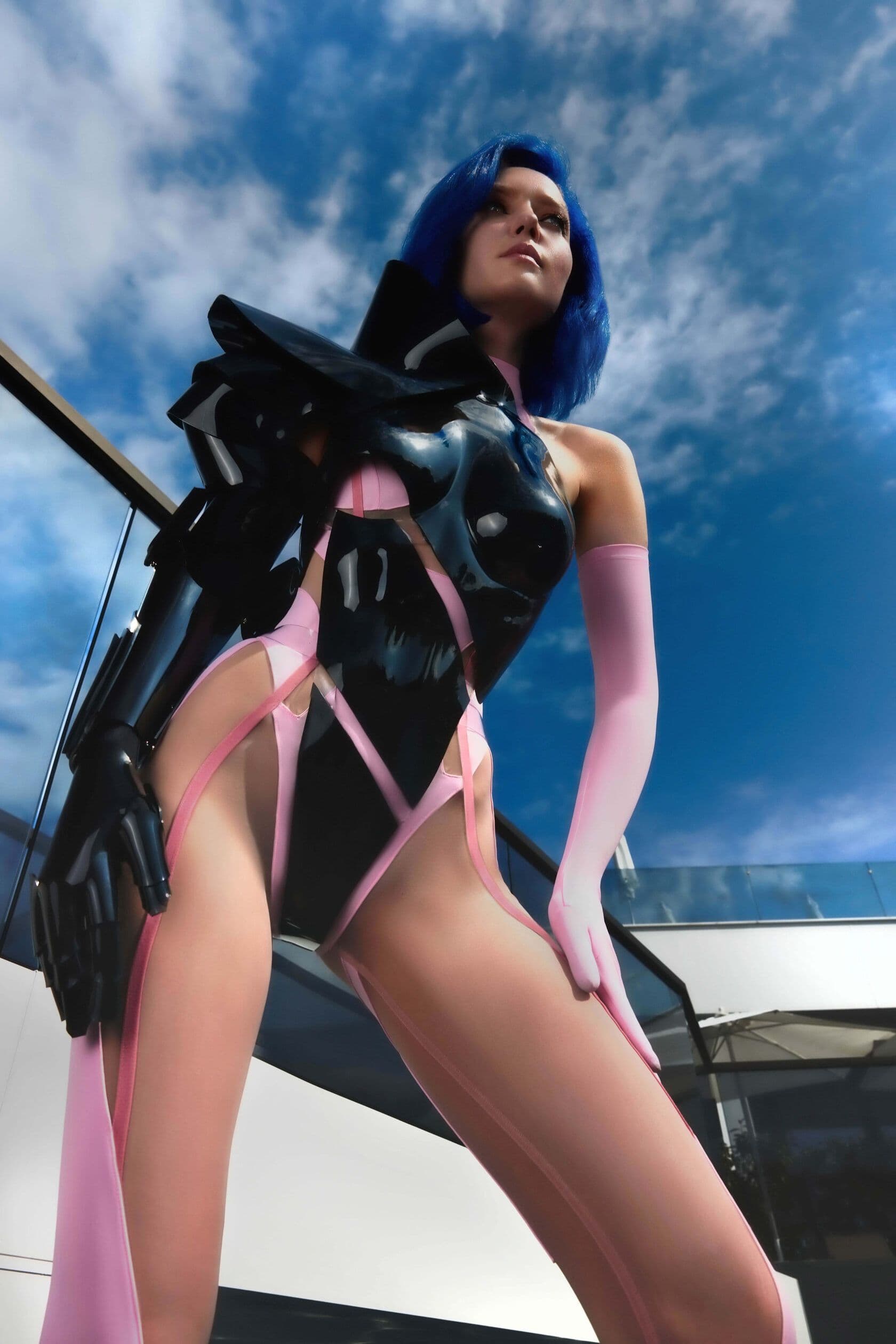 An exclusive cyborg costume knight