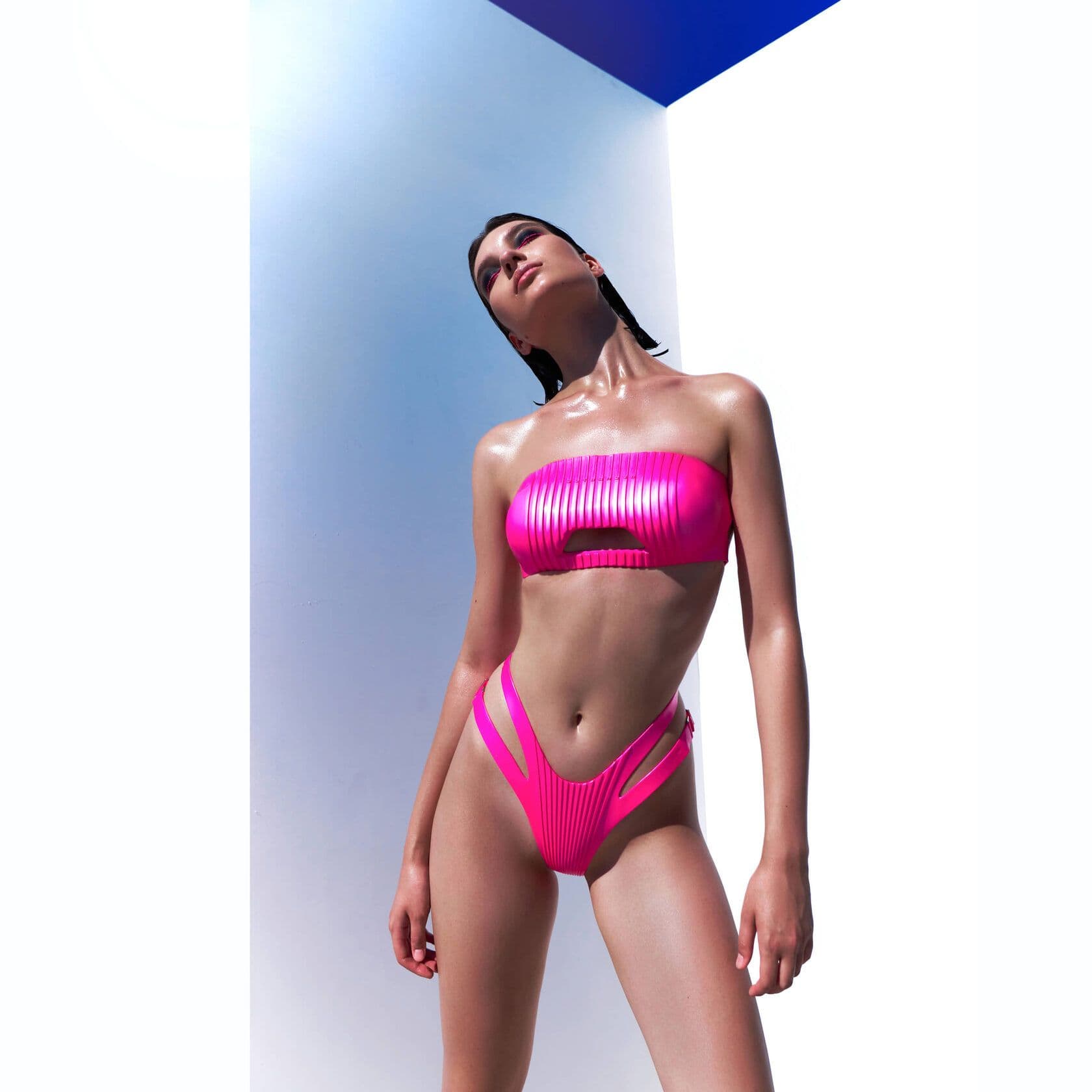 Elastic silicone swimsuit pink