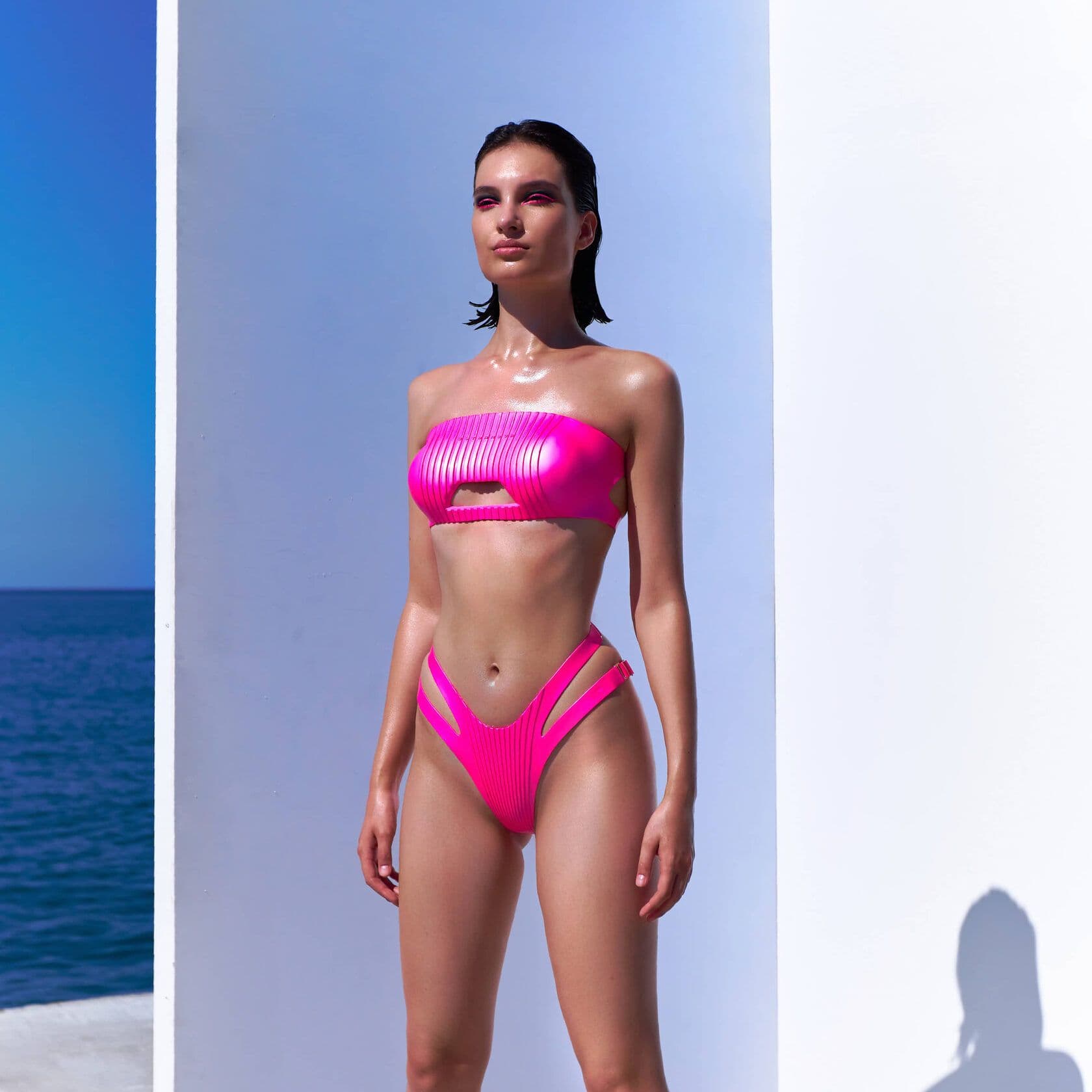 Elastic silicone swimsuit pink