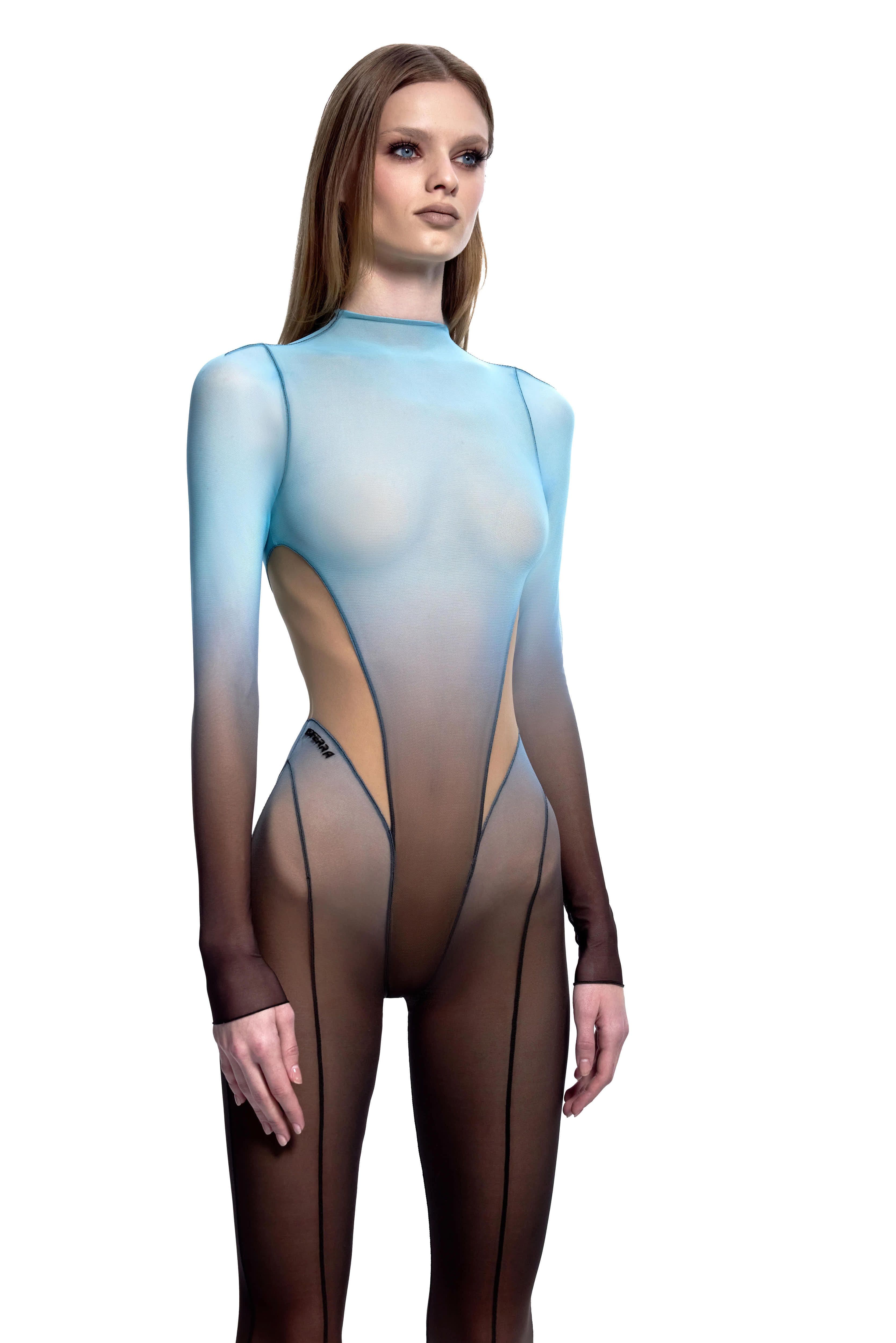 Gradient Mesh Flared Jumpsuit