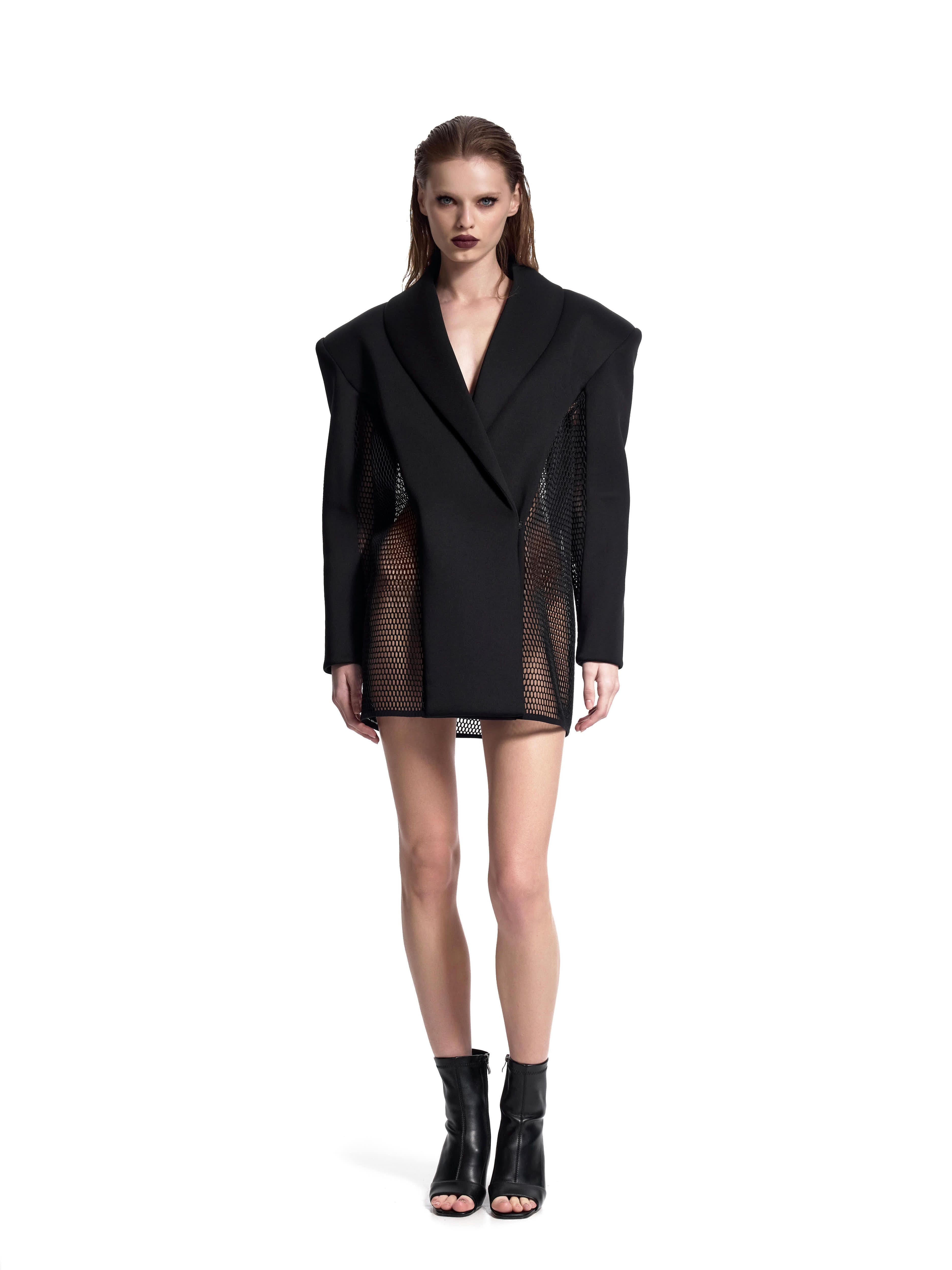 Oversized Mesh Panel Blazer