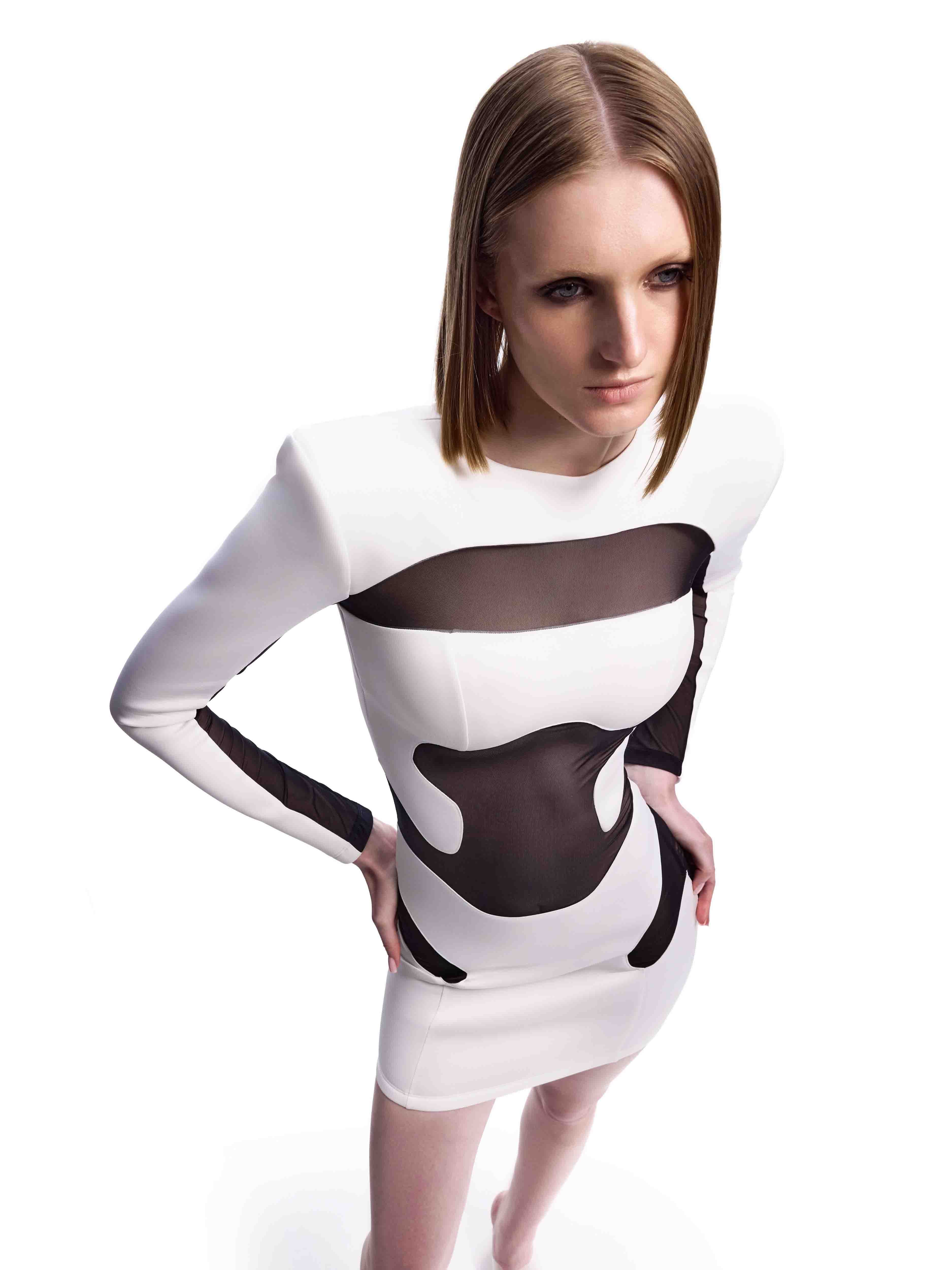 Black and white mini dress