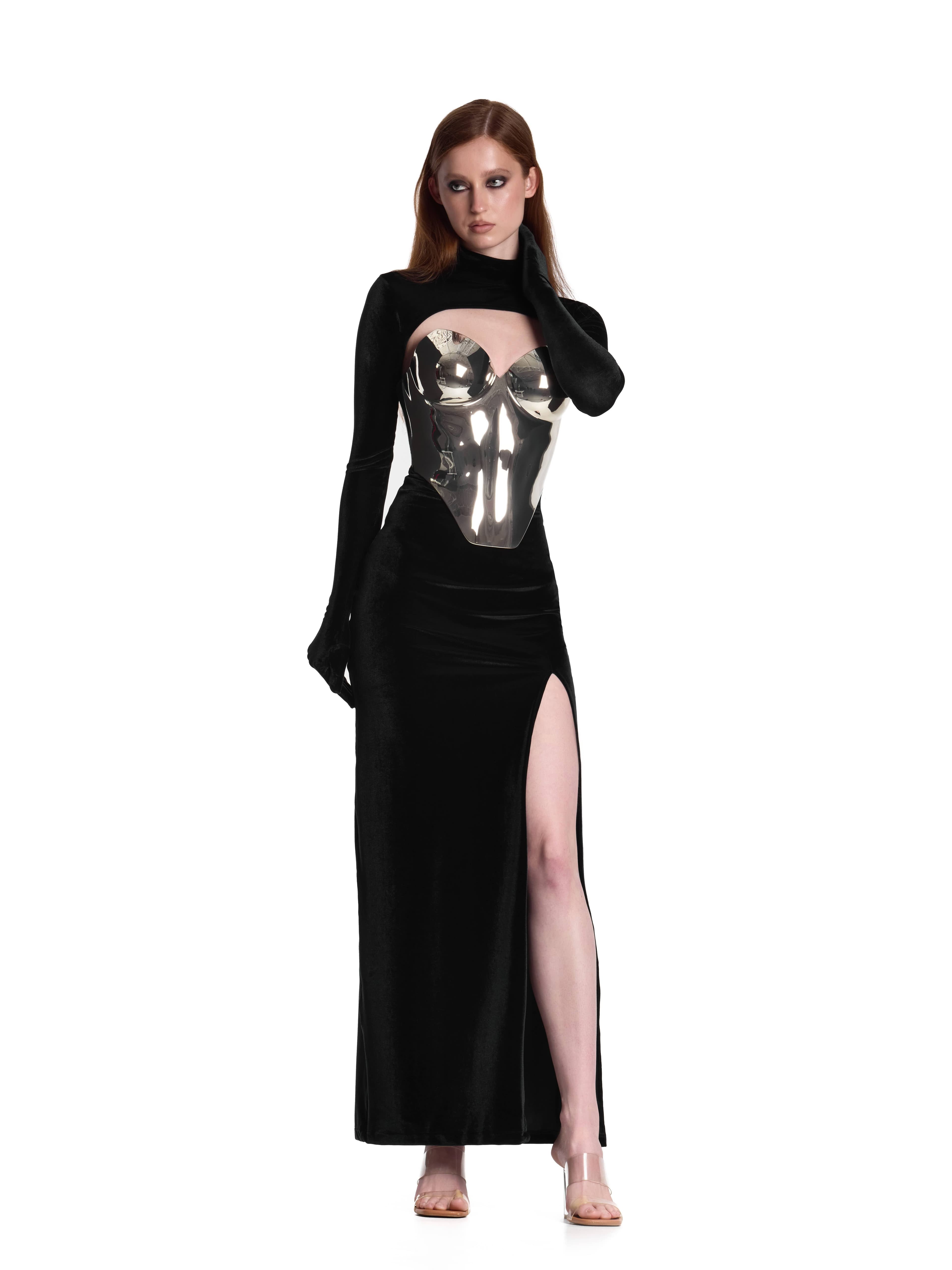 Golden velvet  corset dress