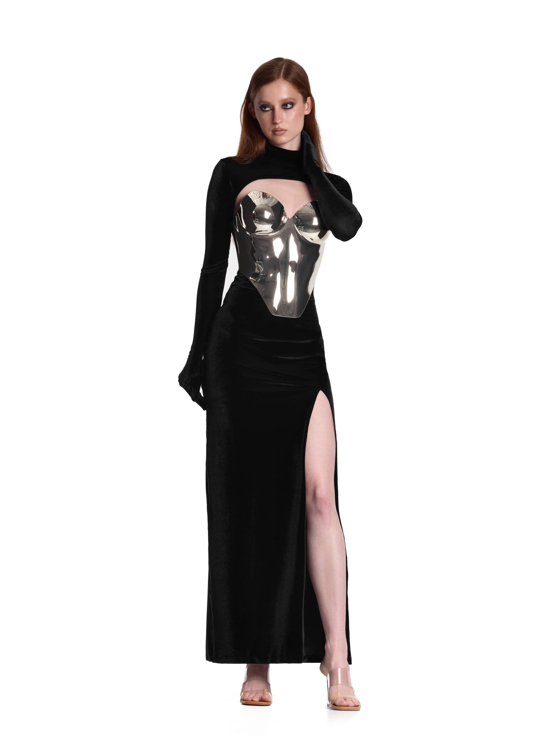 Golden velvet  corset dress