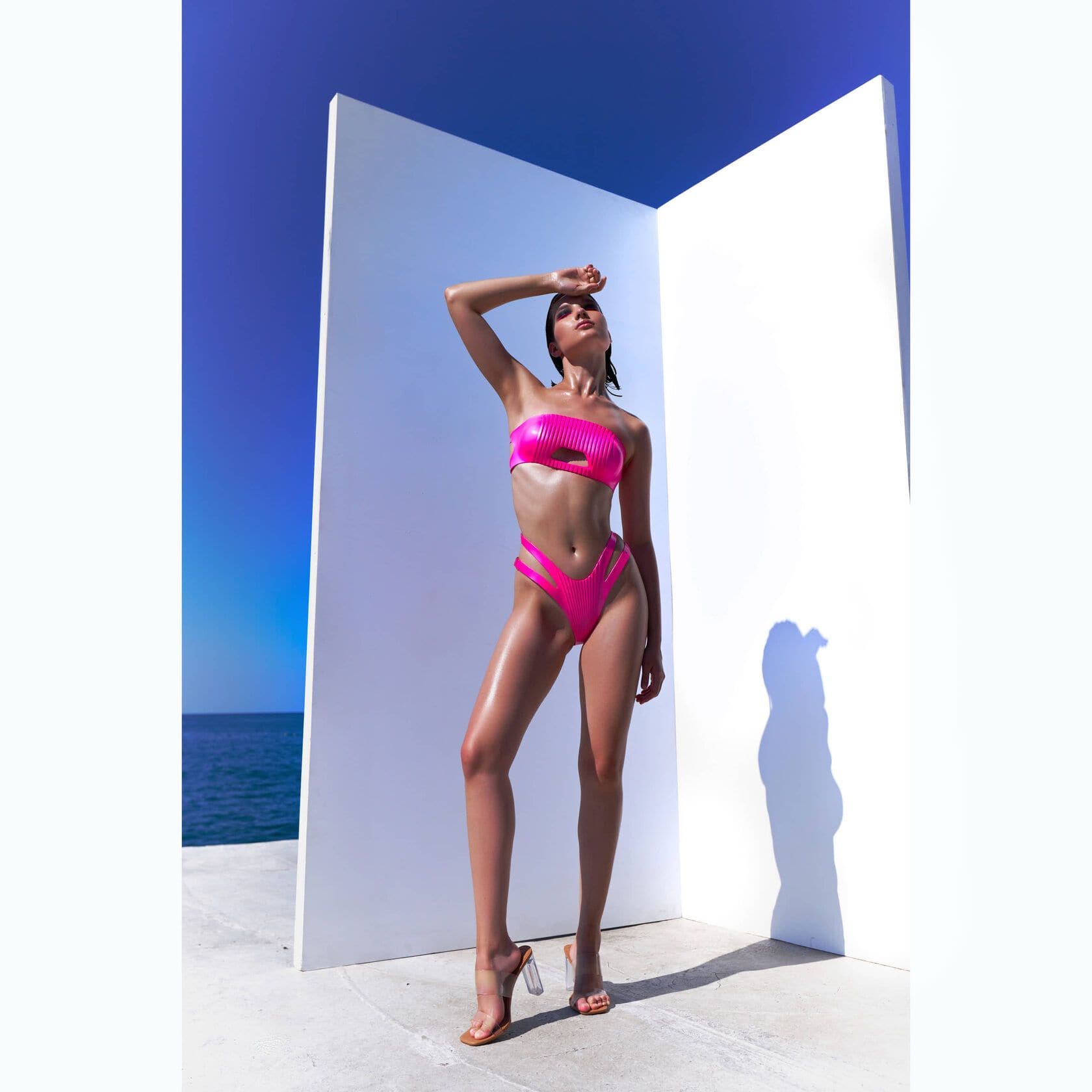 Silicone Swimsuit "Striped Pink"