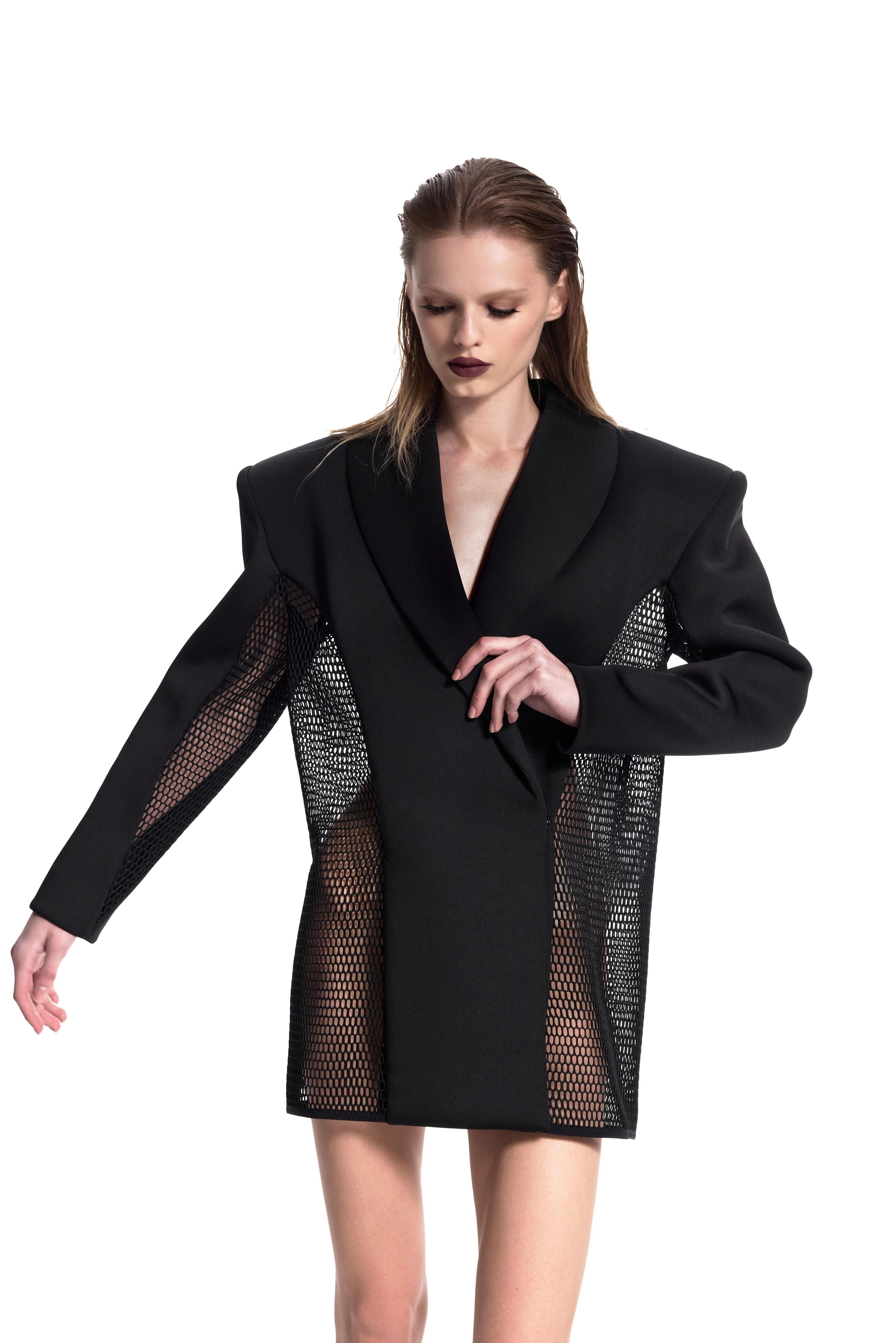 Oversized Mesh Panel Blazer