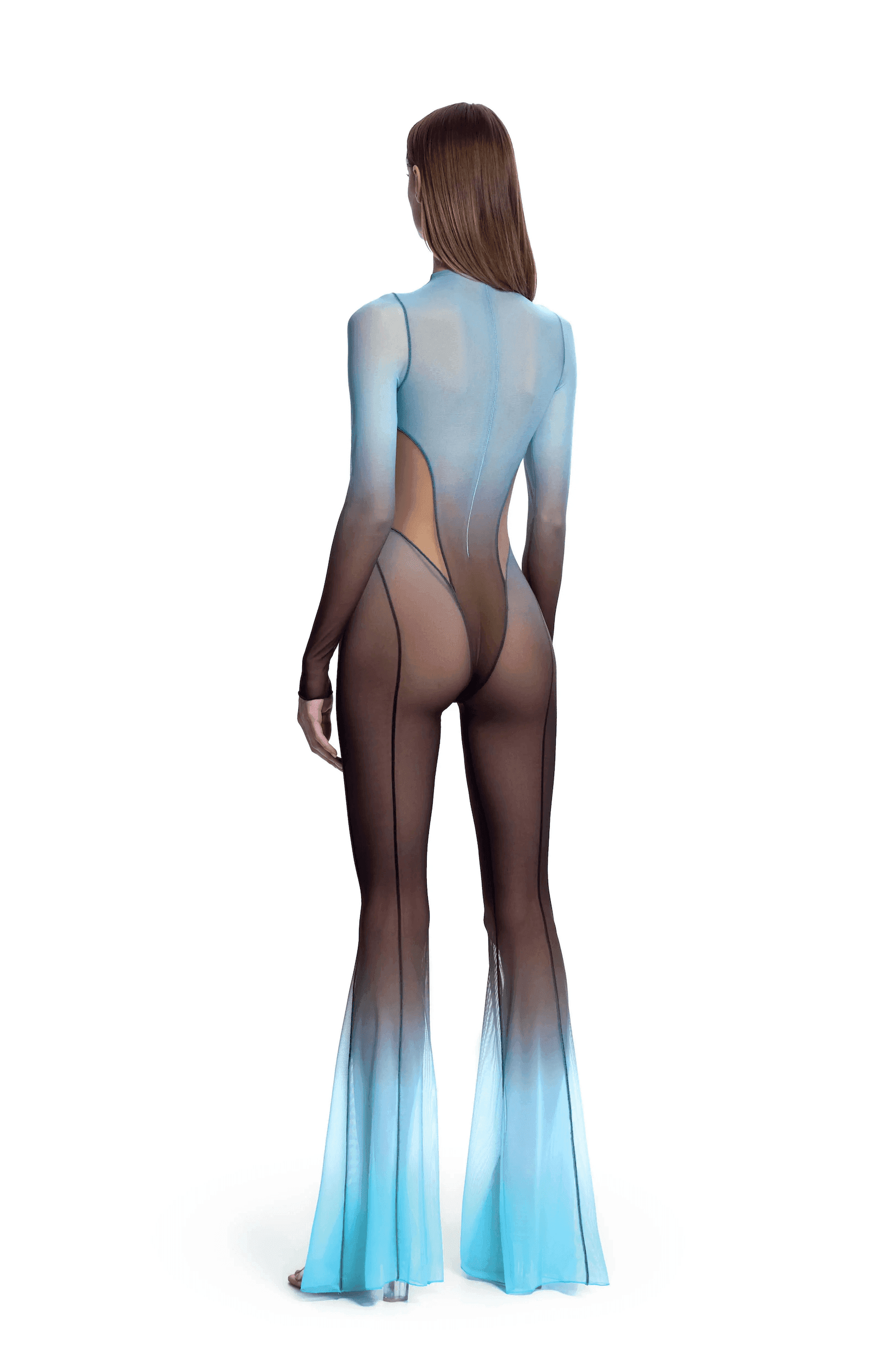 Gradient Mesh Flared Jumpsuit