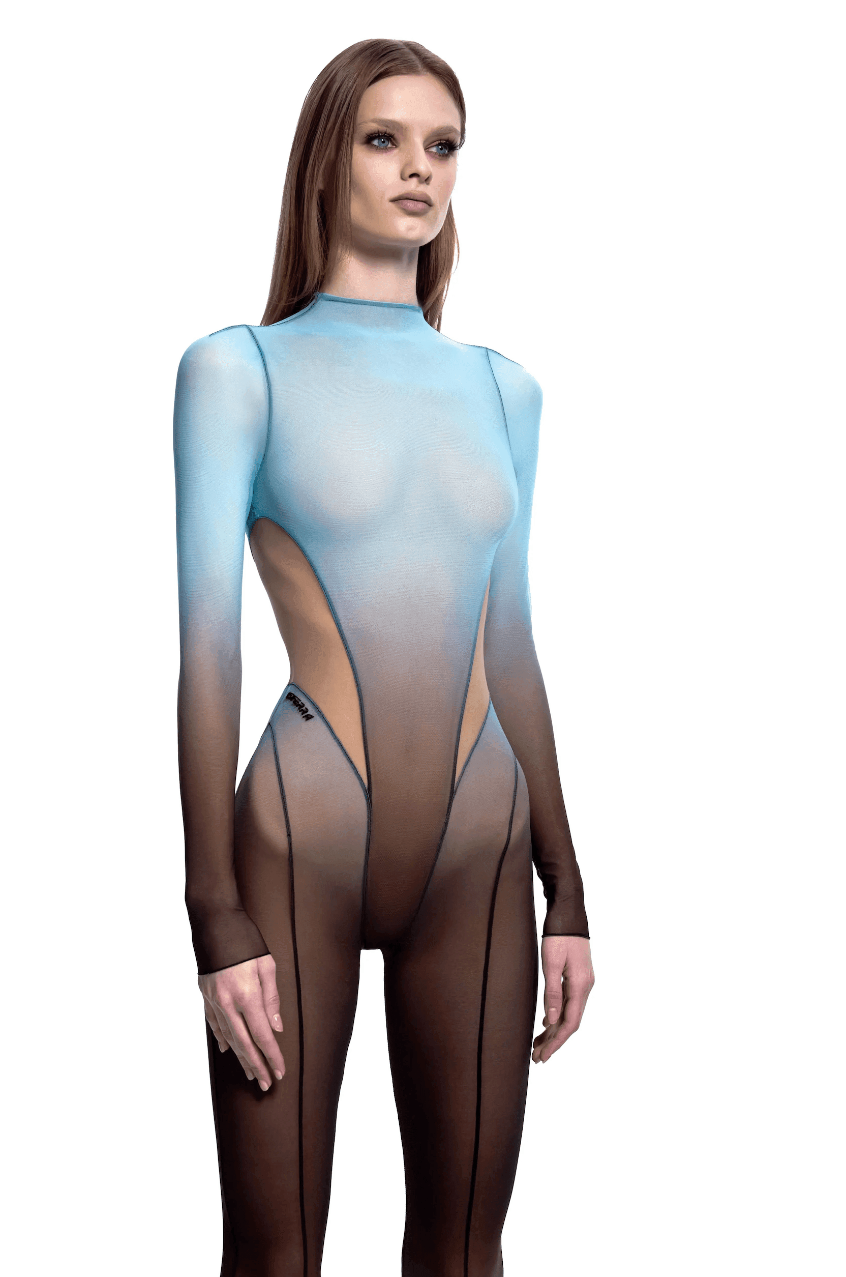 Gradient Mesh Flared Jumpsuit