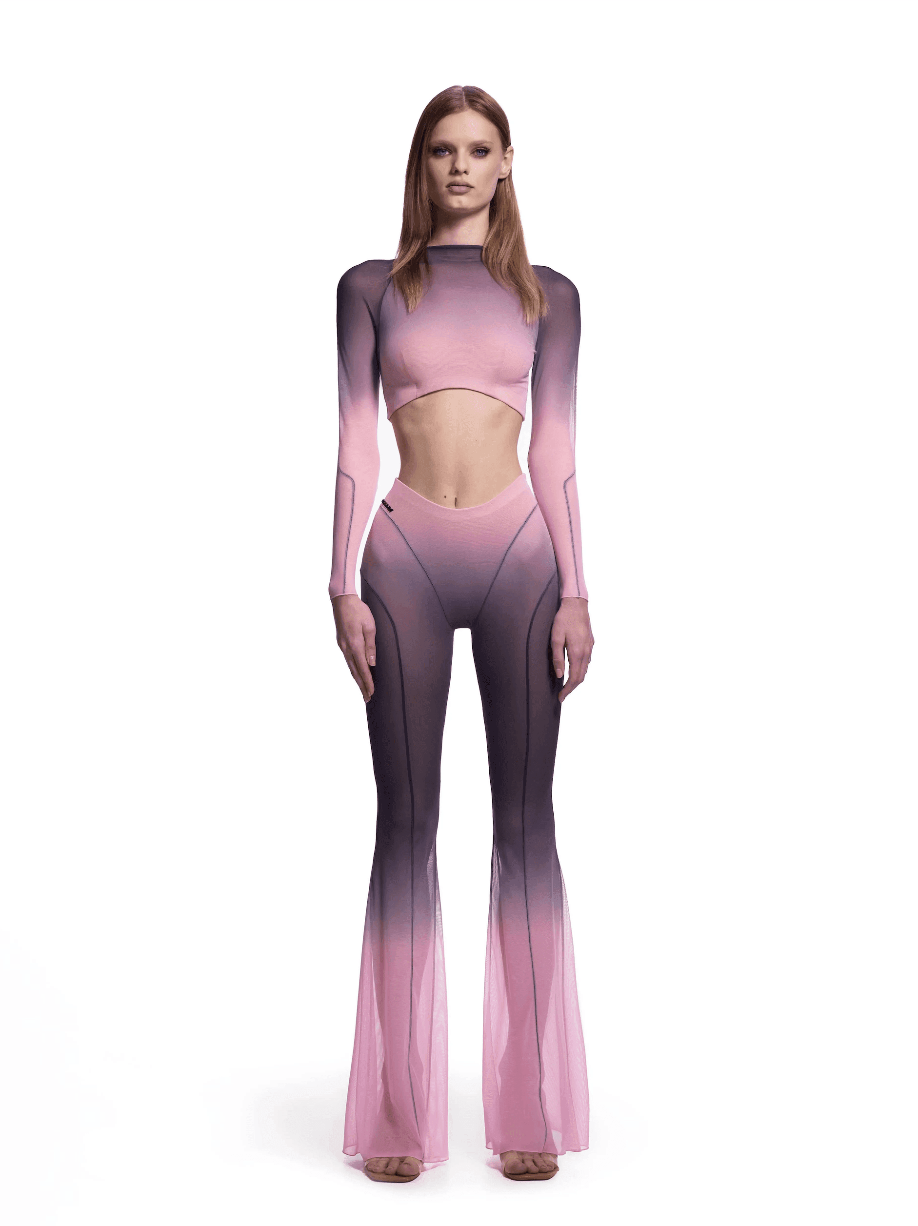 Gradient Mesh Cropped Trousers